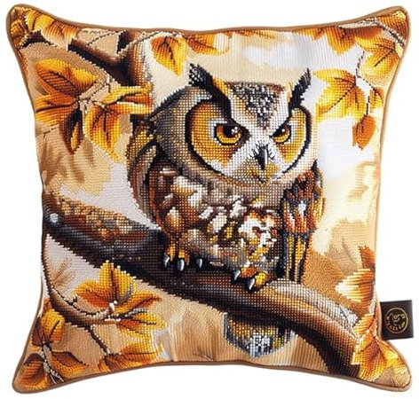 kitphoenix DIY Knüpfhaken-Set Knüpfkissen Eule 3D Handgemachte Geschenke Knüpfteppich für Kinder und Erwachsene Knüpfset 43cm X 43cm