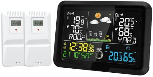 Station météo sans fil blanc capteur extérieur, stations météo intérieures et extérieures, radio avec prévisions météo, baromètre, station météo Wi-Fi, stations météo sans fil avec capteur extérieur