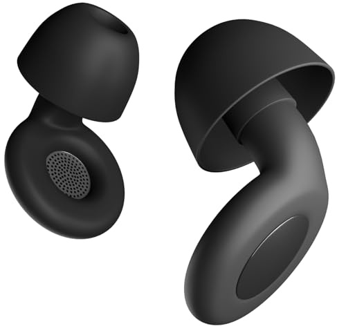 August EAR530 Ohrstöpsel zum Schlafen, 25dB SNR, 4 Größen, Aufbewahrungsbox | Geräuschreduzierende, weiche, wiederverwendbare waschbare Silikon Ohrstöpsel, Lärmreduzierung für Reisen, Arbeiten – Schwarz