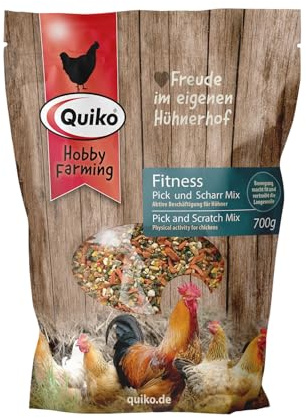 Quiko Hobby Farming Fitness Pick und Scharr Mix 700g - Hühner Beschäftigung - Bunter Mix aus hochwertigen Körnern und Aromen - unterhaltsamer Zeitvertreib