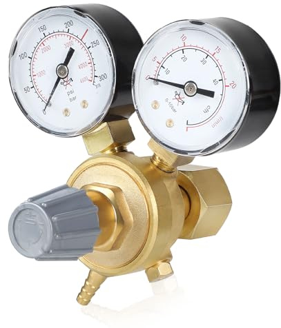 SWAWIS Regulador de Presión Argón/CO2 para Gas Protector MIG MAG WIG TIG Soldadura 315 Bar Conexión W21,8 x 1/14 Regulador