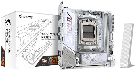 GIGABYTE X870I AORUS PRO Ice Mainboard - Unterstützt AMD Ryzen 9000er-Serie CPUs, 8+2+1 Phasen VRM, bis zu 8400 MHz DDR5 (OC), 1xPCIe 5.0 M.2 + 1xPCIe 4.0 M.2, WI-FI 7, 2,5 GbE LAN, USB 4