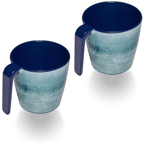 2 Stück Melamin Tasse 350ml ideal Camping Adria Blue Stapelbar Trinkbecher