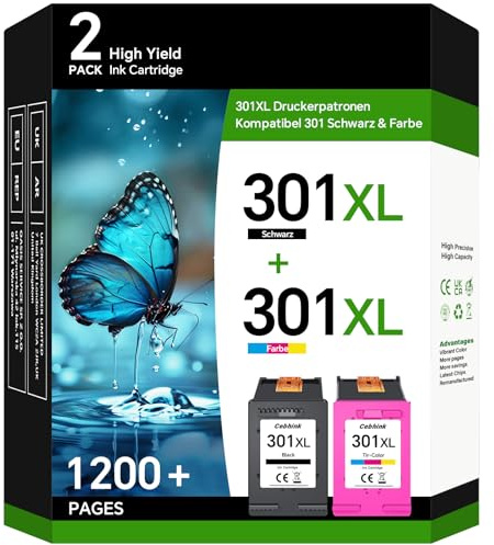 301 XL Druckerpatronen Ersatz für HP 301 Druckerpatronen Multipack, 301XL Schwarz und Farbe 2er-Pack Kompatibel für HP301 Envy 4500 5530 5534 DeskJet 2544 2549 OfficeJet 2620 4630 4632 Drucker