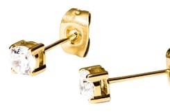 Purelei Pristine Ohrstecker klein – Zeitlose Eleganz mit funkelndem Zirkonia, Edelstahl 18K vergoldet, 4 mm