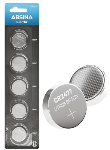 ABSINA 5x batteria a bottone CR2477 3V al litio - batteria a bottone CR 2477 al litio 3V a prova di perdite e lunga durata - CR2477T, CR2477N