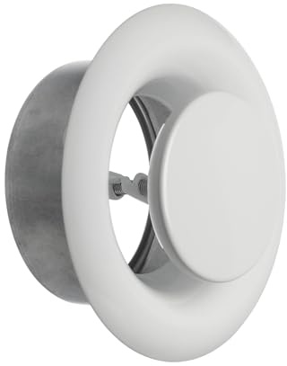 TURvent 100mm Weiß Tellerventil - Einstellbarer Diffusor für Wand und Decke - Abluftventil aus Metall - Runde Lüftungsabdeckung Lüftungsgitter für Badezimmer Küche Garage