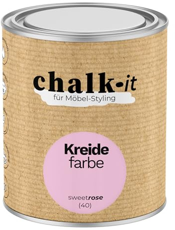 chalk-it Kreidefarbe 750ml (40) Sweet Rose Möbel Farbe Shabby Chic Holzlack | Natur Vintage Look Möbellack Erfüllt EN71-3 Sicher Kindermöbel Spielzeuge
