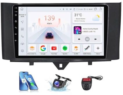 Android 13 Autoradio for B-enz Smart Fortwo 2010-2015, 9 GPS Navigation, DSP, Bluetooth, CarPlay, Android Auto, FM RDS DAB+ Radio, DVR Camera Support (NF-3)