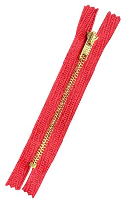 Jeans Reißverschluss Gold-Metall Reißverschlüsse 5mm (rot, 18cm)