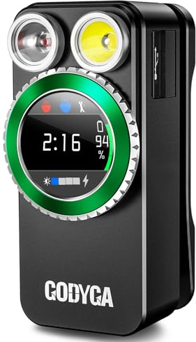 Godyga Torcia LED Ricaricabile 2-in-1, Mini Torcia con Luce Bianca & Rossa, Golf Segnapunti, 500 Lumen IPX6, USB-C, Clip Magnetica, Torcia Portachiavi per Golf, Campeggio, Escursioni, Emergenze