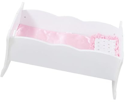 F Fityle Weißes Puppenwiege-Schaukeldesign aus, 45,7 cm, für kleine, komplettes Bettwäscheset, 53,3 x 27,9 x 25,4 cm