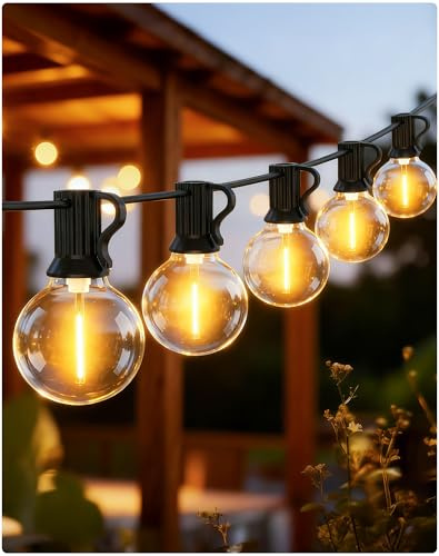 Lichterkette Außen Outdoor LED Strom - 20M Aussen Beleuchtung Lichterketten | Nicht-solar, Wetterfest, 65Ft G40 Garten Glühbirnen, Draußen Balkon Pavillon Terrasse String Lights Partybeleuchtung Warmweiß