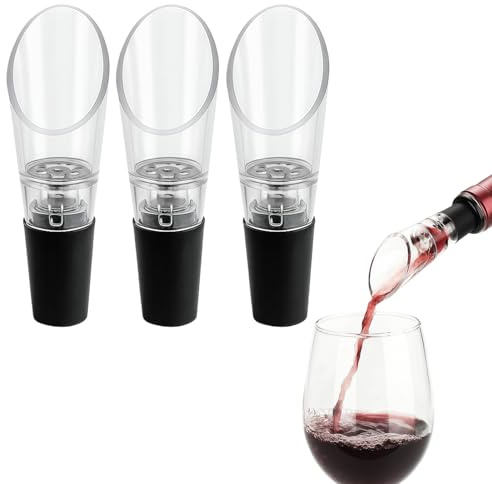 Paquete de 3 aireadores de vino con boquilla vertedora profesional sin goteo, aireador de vino tinto para decantación instantánea, sabor mejorado, aroma negro