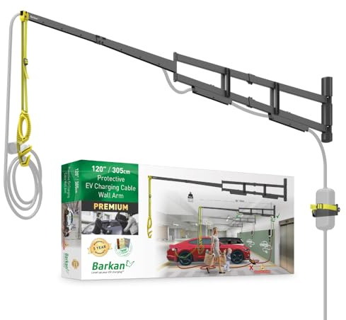 Barkan 305cm Lange EV Ladekabel Wandhalterung arm, 5 Jahre Garantie, Draußen/Outdoor Wetterfest und wasserdicht, für E Auto EV/PHEV/Elektroauto Kabel