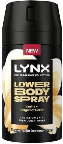 Lynx Vanilla + Bergamot Lower Body Spray premium light deodorant spray for 72 hours of freshness 100 ml