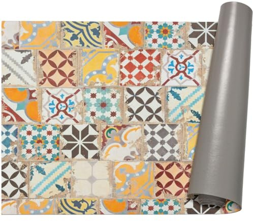 ANRO Küchenläufer Teppich Läufer Flur Küchenteppich rutschfest Küchenmatte PVC abwaschbar Flurläufer pflegeleicht Pharao 100 x 67 cm