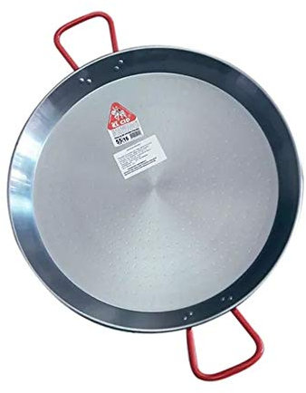 La Ideal - Paellera de acero pulido, Plata / Rojo, 22 cm