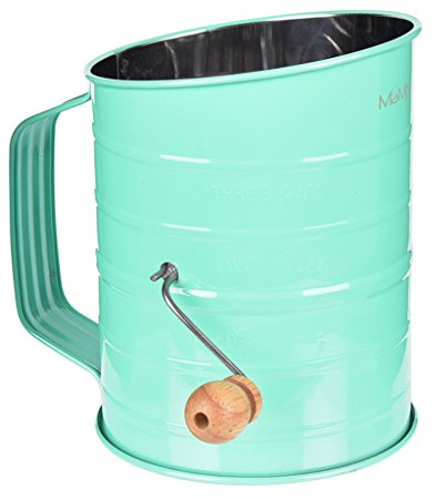 MaMix Stainless Steel Baking Hand Crank Flour Sifter with 2 Wire Agitator 3 Cup