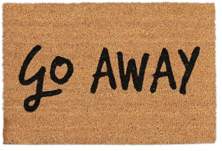 Relaxdays Kokosmatte Go Away, Fußmatte aus Kokosfasern, rutschfeste Türmatte, Schmutzfangmatte, 40x60cm, Natur/schwarz