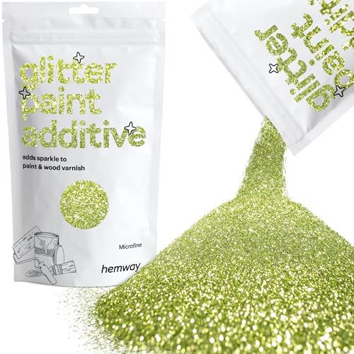 Hemway Olive Glitter Peinture Additif Microfin 1/256 0.1mm pour l'émulsion Peintures à l'eau - Intérieur et Extérieur Mur, Plafond, bois, vernis, mat, brillant, satin, soie - 100 g / 3,5 oz