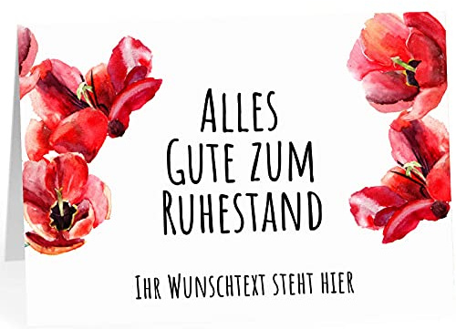 XXL Abschiedskarte PERSONALISIERT (A4) - Alles Gute zum Ruhestand Blumen - große Klappkarte für Kollegen mit Umschlag zur Rente Ruhestand Pension Kündigung -