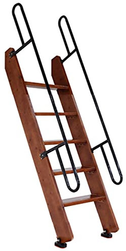 Bunk Bed Ladder Bed Replacement Hook Ladder, 40cm Wide Wooden Bunk Bed Ladders with Handrail and Nonslip Feet, for Home/RV/Loft/Camper/Library (Color : Brown)