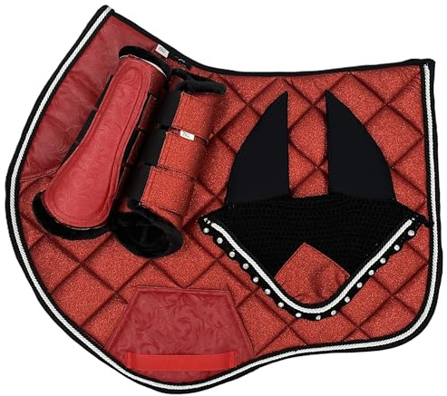 BRIAN AND COMPANY ITALY Set Sottosella Equitazione Glitter (Rosso, Pony)