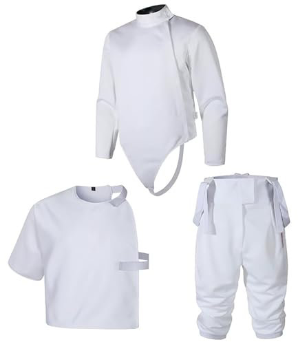 ZXDRYBHD 350N Fechtanzug 3-teiliges Set, Jacke, Hose und Weste, mit verstellbarem, strapazierfähigem Stoff, Stichschutz für Männer, Frauen und Jugendliche(38)
