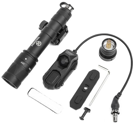 GLECTICAL M600W Torcia Tattica da 500 Lumen con Montaggio Girevole per Sistema a Rotaia da 20MM Picatinny, con Cuscinetto a Pressione e Doppio Interruttore a Coda