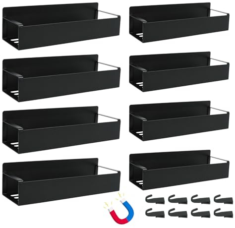 CONEHOY 8 Pcs Magnetic Spray Can Holder Wall Mounted Magnet Toolbox Rack Spray Bottle Organizer Tool Box Storage Rack Mechanic Paint Can Holder for Home Garage Workspace (Black)