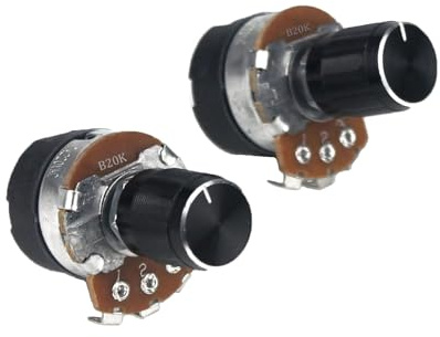 Switian WH138 20K Ohm Potentiometer with On/Off Switch - Linear Taper Carbon Volume Control, 2 Pack + Alloy Knobs