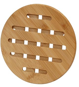 Lonwiner Sottopentola in bambù, piattino in bambù, per cucina, di alta qualità, resistente al calore, vassoio compatto in bambù per viaggi