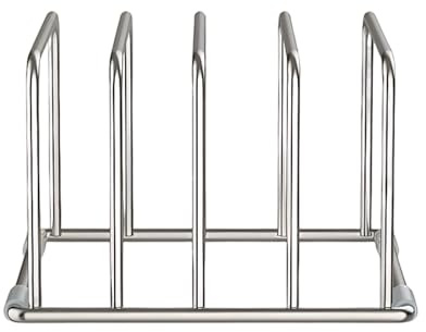 Chopping Board Holder - Stainless Steel Cutting Board Storage Rack | Compact Boards Holder Stand | Book And Notebook Storage Rack | For Home Kitchen Books Files Cookware Pans