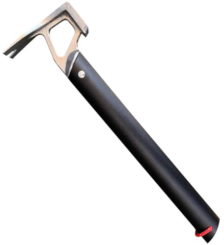 HEALEEP Zelthammer mit Aluminiumgriff Multifunktionaler Edelstahl Pflockhammer für Camping und Outdoor Inkl Befestigungsseil Leichter Hammer für Wandern und Zelten