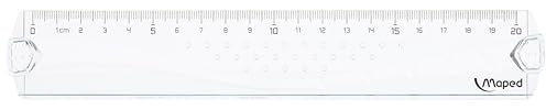 Maped - Material Escolar - Geometric - Regla Plana de 20 cm - Diseño Técnico - Grabado - Borde Antimanchas - Empuñadura Ergonómica - Presentación en Bolsa Individual