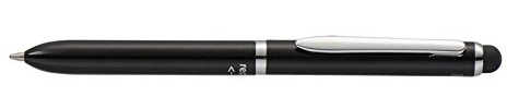 Online 31019/3D - 3-in-1 Multi Touch Pen Black, 2-Farb-Kugelschreiber & Touchpen in einem, Multifunktionsstift aus Metall, D1 Standardminen rot und blau, Stylus Tip, schwarz, Einzelstift