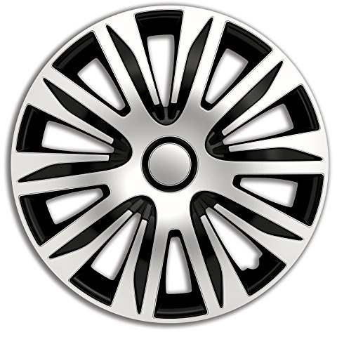 4er Set Radkappen Radzierblenden Radabdeckungen Modell Nardo Silber und Schwarz 14 Zoll