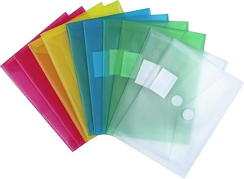 EXXO by HFP 90800 Dokumententasche mit Klettverschluss A6 quer, 10 Stück, farbig sortiert, 160 mm x 120 mm