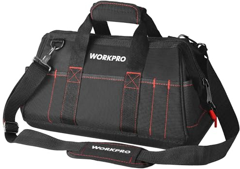 WORKPRO 16-inch Close Top Wide Mouth Tool Storage Bag with Water Proof Rubber Base, W081022A, 16