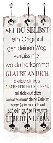 Melko Wandpaneel Garderobe Wand 100x40x3,5 cm mit 6 Jackenhaken Holz Garderobenpaneel Flurgarderobe mehrfarbig