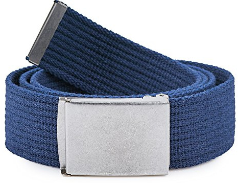 Ladeheid Ceinture en tissu Homme P10 (Navy Bleu-Argent, 120 cm (Longueur totale 130 cm))