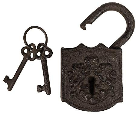 Deko Vorhängeschloss Gusseisen Rustikal mit 2 Schlüsseln Vintage Antik-Stil