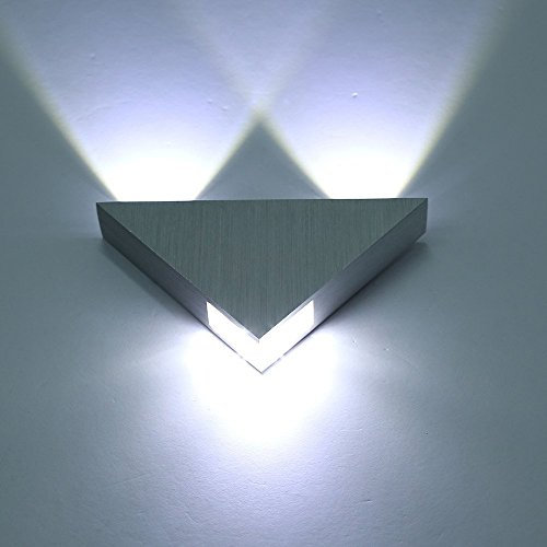 Lampada da parete triangolo 3 W LED moderno lampada da parete in alluminio per wohnzimemr, Camera da letto, Scala, casa, balcone, Bars [Classe di efficienza energetica A +] bianco