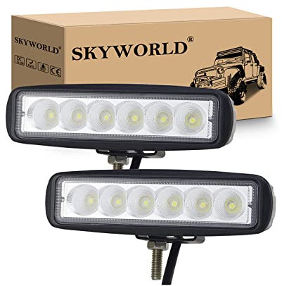 SKYWORLD LED Arbeitsscheinwerfer, 2 x 18W LED Scheinwerfer 12V 24V Rückfahrscheinwerfer Offroad Flutlicht Zusatzscheinwerfer 6000K IP67 Wasserdicht für Auto SUV Truck Traktor oder schweres Gerät