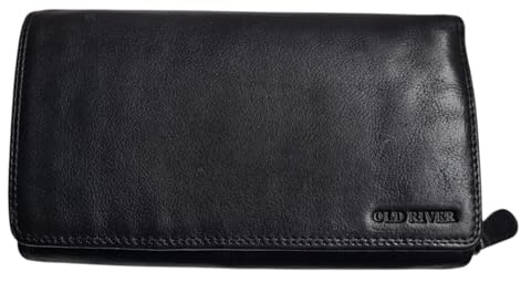 Leder Damen Geldbörse Schwarz, großes Lederbörse Portemonnaie Brieftasche Nappaleder, Eleganter Geldbeutel Leder mit RFID Wallet mit 2 Geldscheinfächer und viel Kartenfächer