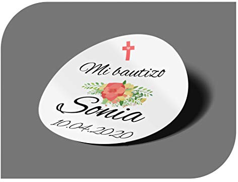 CrisPhy personalisierbare Aufkleber zur Kommunion oder Taufe mit Namen und Datum, Aufkleber für Einladungen zur Hochzeit, Verlobung, Geburtstag, Party, Vintage, Stempel