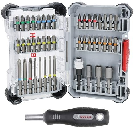Bosch 45x Extra Hard Schrauberbit-Set, 44+1‑tlg. (168 x 110,5 mm, Professional Zubehör Schraubendreher, Bohrschrauber)