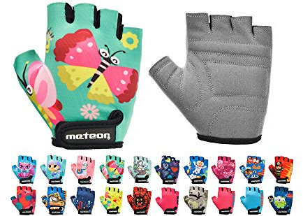 meteor Guantes de Ciclismo Niñas y Niños - Guantes Bicicleta para Infantil MTB BMX Carretera Montaña sin Dedos