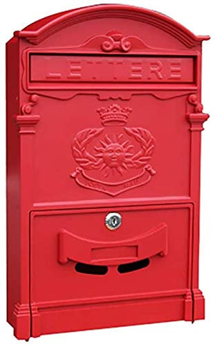Cassetta Postale da Parete, Cassette postali per cassetta postale esterna a parete chiusa Cassetta postale esterna decorativa Materiale in lamiera zincata 9 colori-Rosso